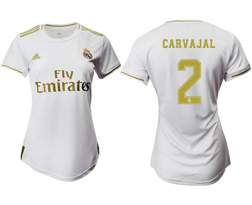 Women's Real Madrid #2 Carvajal Home Soccer Club Jersey